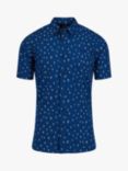 Raging Bull Short Sleeve Daisy Print Poplin Shirt, Navy