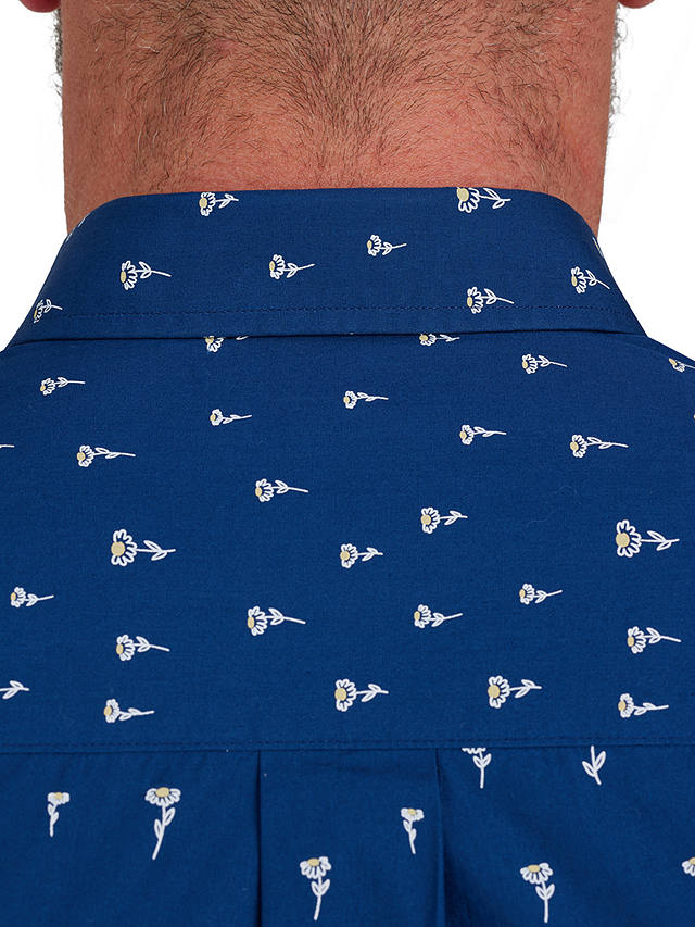 Raging Bull Short Sleeve Daisy Print Poplin Shirt, Navy