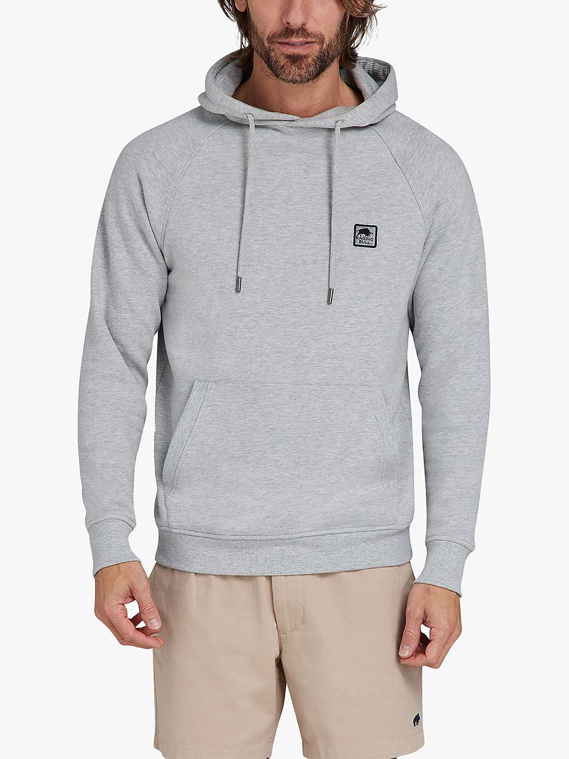 Buy Raging Bull Classic Woven Patch Overhead Hoodie, Grey Marl Online at johnlewis.com