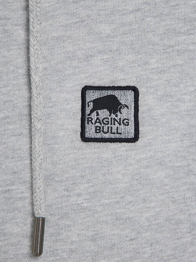 Raging Bull Classic Woven Patch Overhead Hoodie, Grey Marl