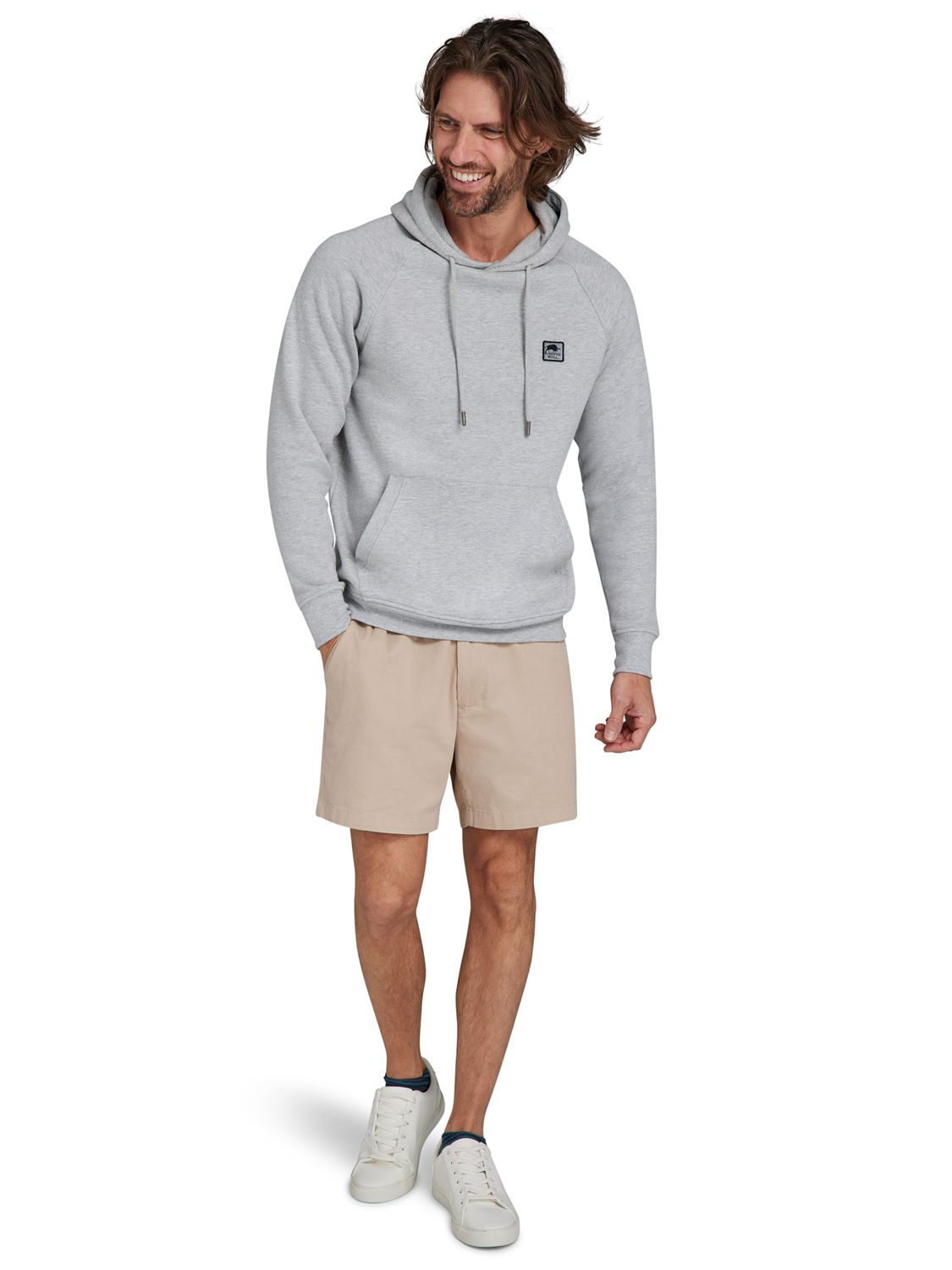 Raging Bull Classic Woven Patch Overhead Hoodie, Grey Marl, M