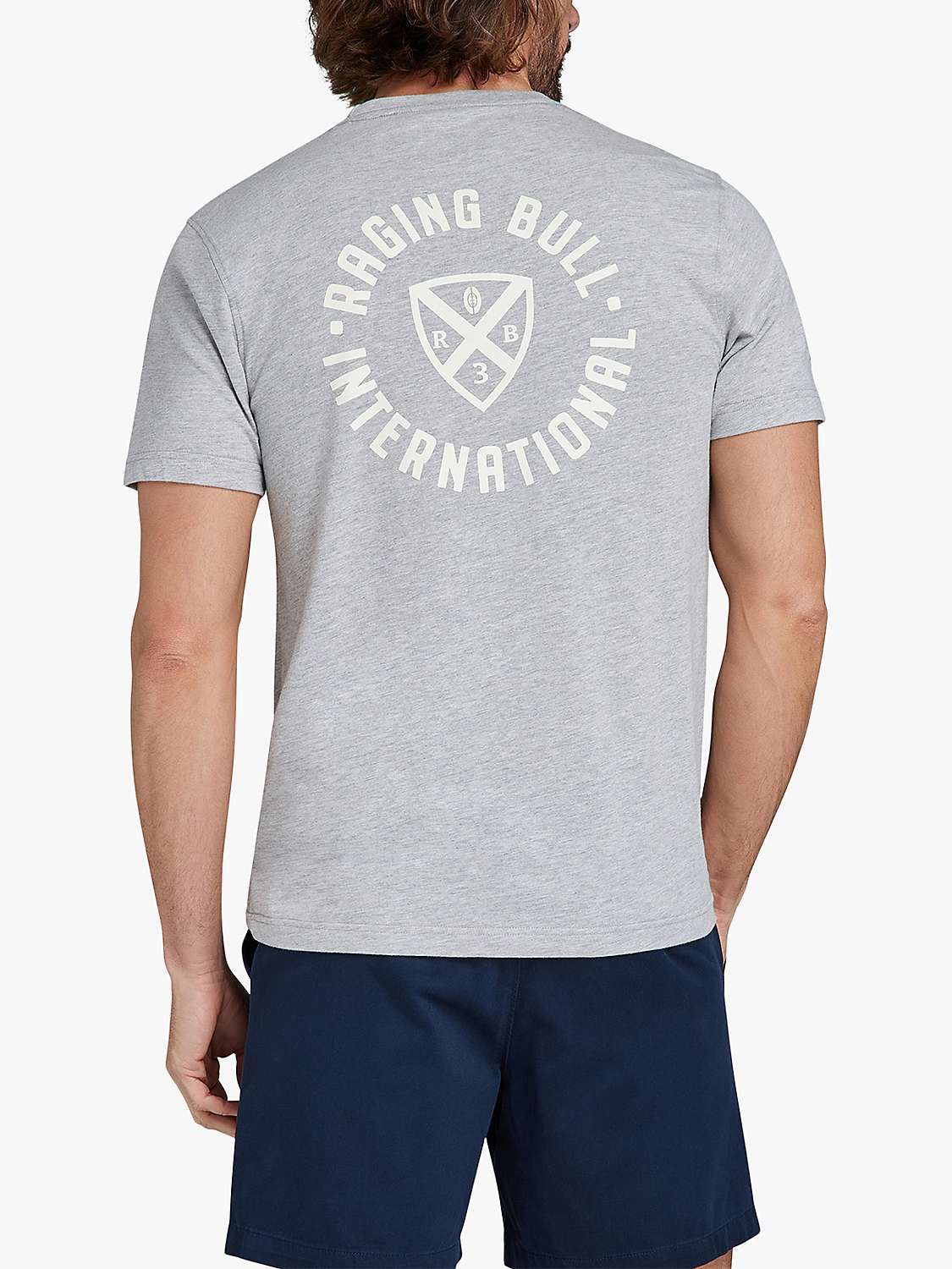 Buy Raging Bull RB International Back Print T-Shirt, Light Grey Marl Online at johnlewis.com
