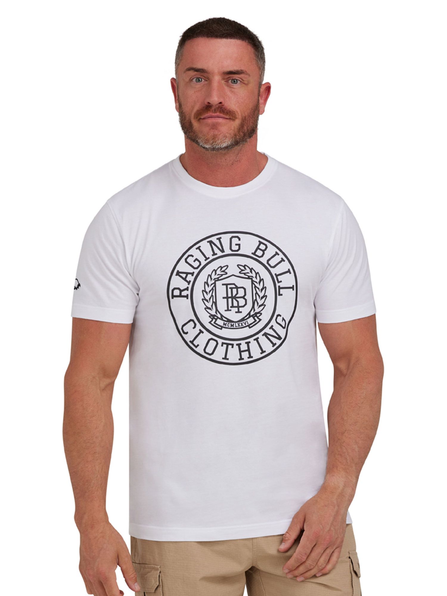 Raging Bull High Build Crest T-Shirt, White, S