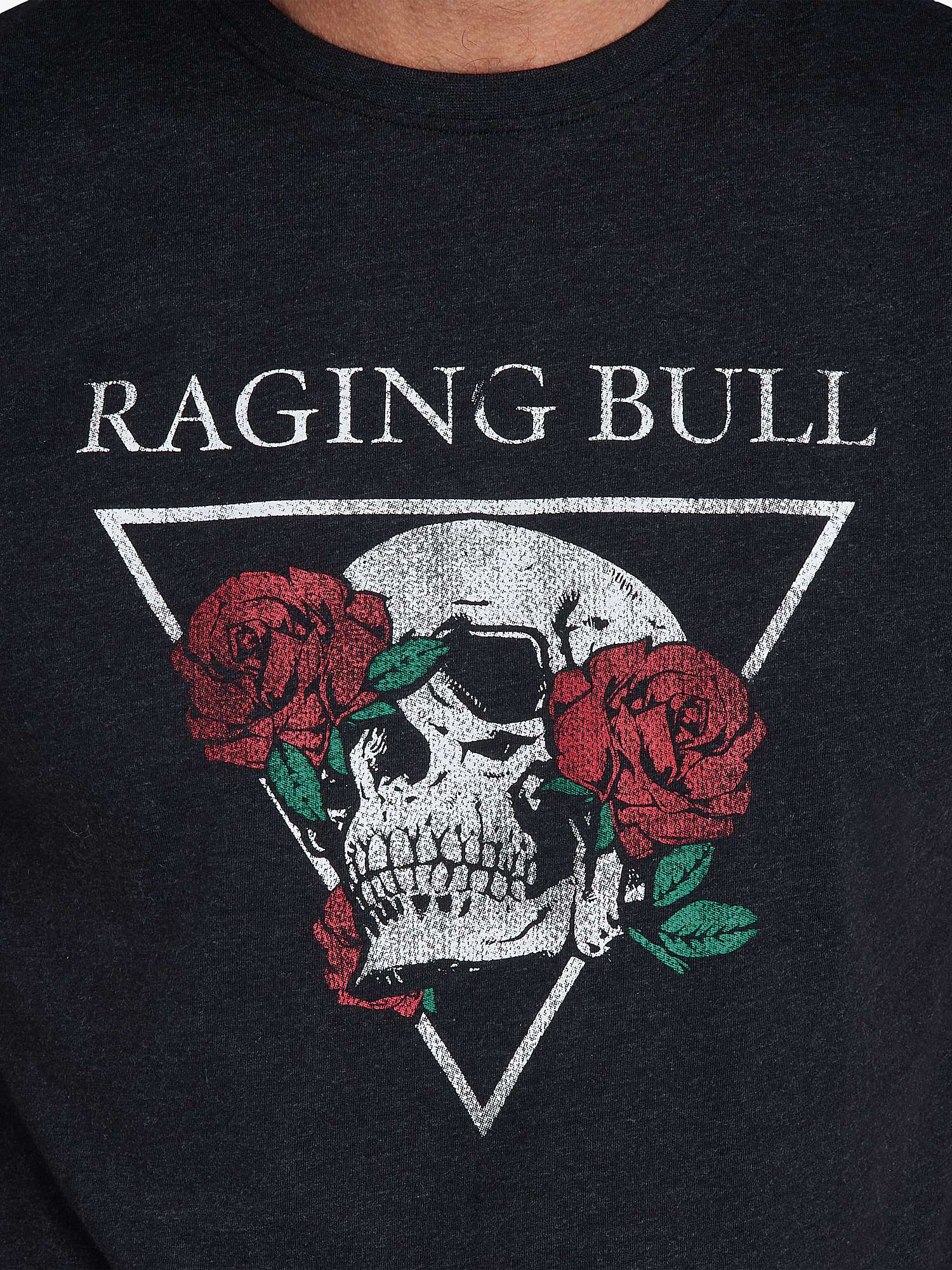 Buy Raging Bull Rose Skull T-Shirt, Black Online at johnlewis.com