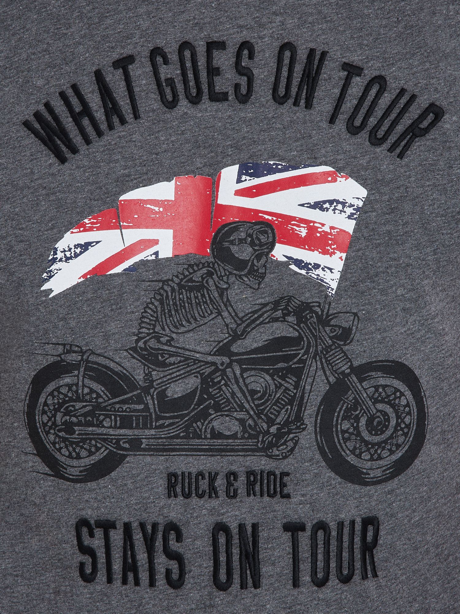 Raging Bull On Tour Biker T-Shirt, Charcoal, XXXXXXL