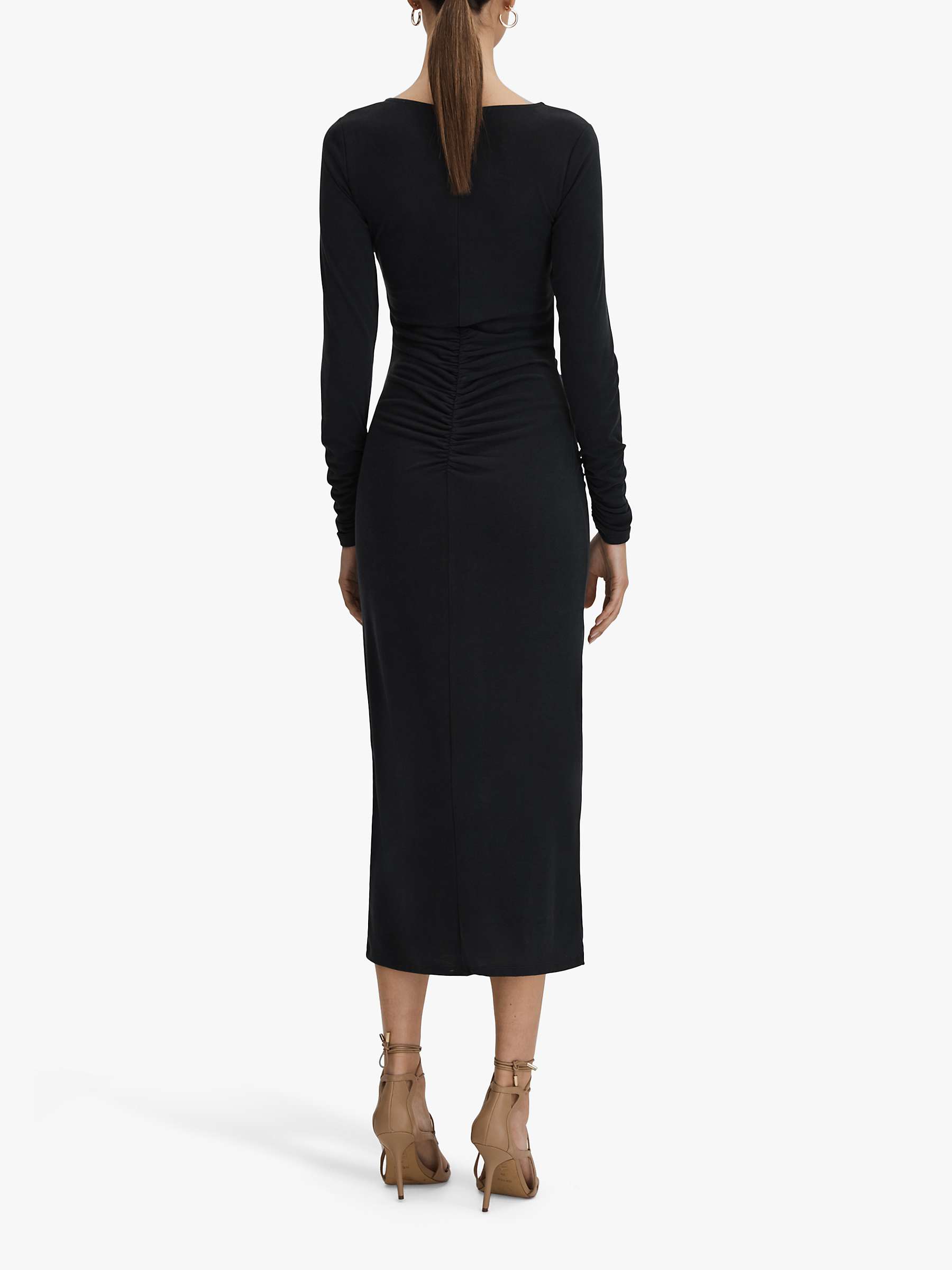 Buy Reiss Lana Jersey Bodycon Ruched Waist Midi Dress, Charcoal Online at johnlewis.com