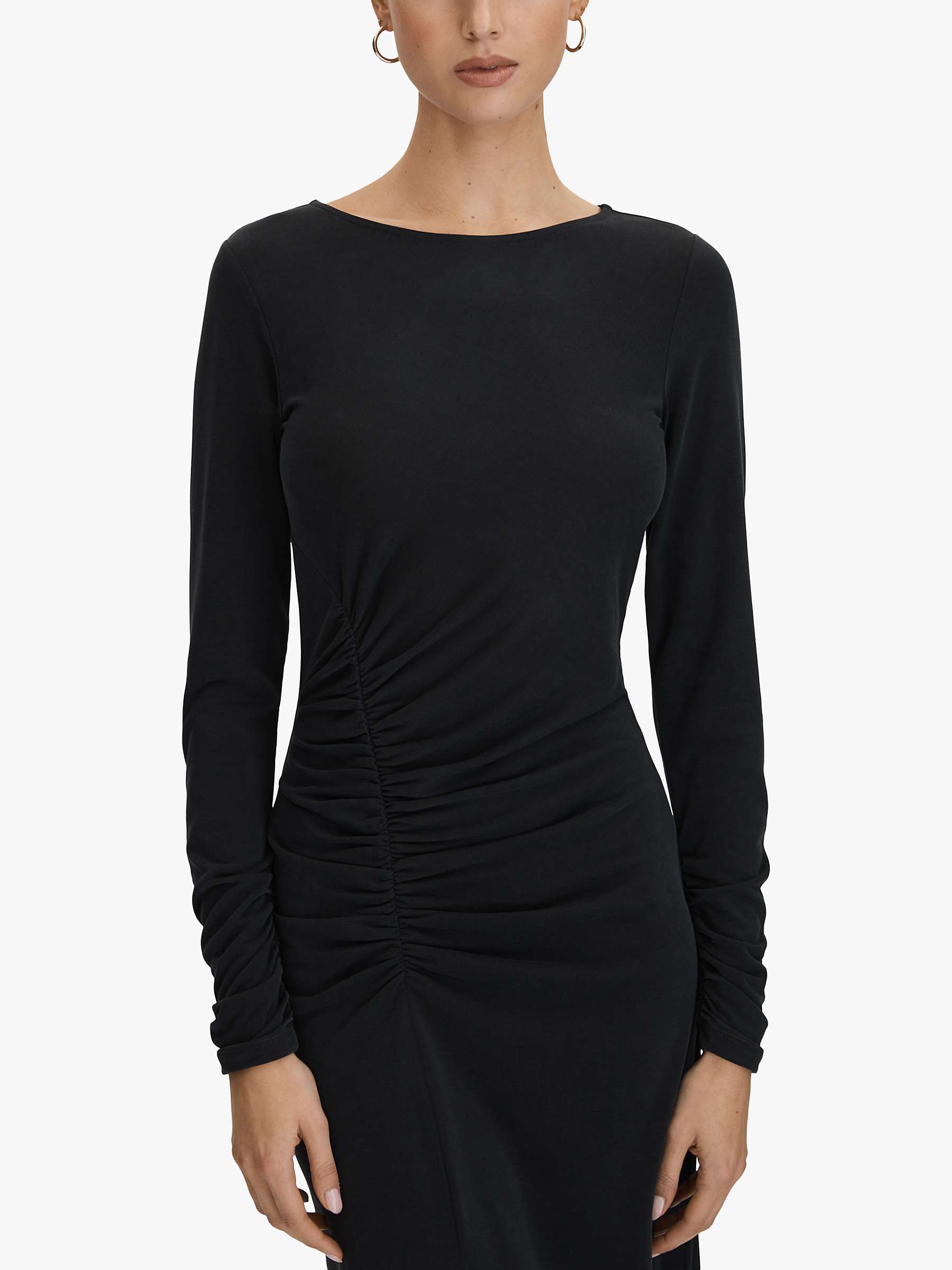 Buy Reiss Lana Jersey Bodycon Ruched Waist Midi Dress, Charcoal Online at johnlewis.com