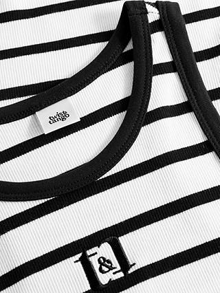 Twist & Tango Azra Stripe Logo Racerback Vest Top, Black/White