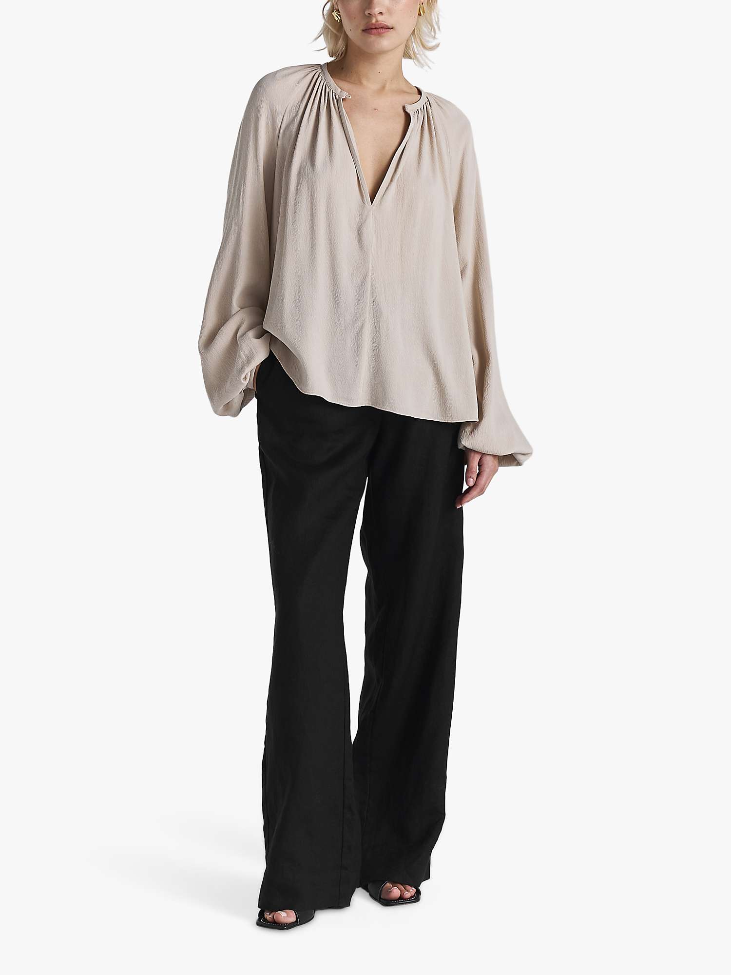Buy Twist & Tango Sarai Relaxed Draped Blouse, Greige Online at johnlewis.com