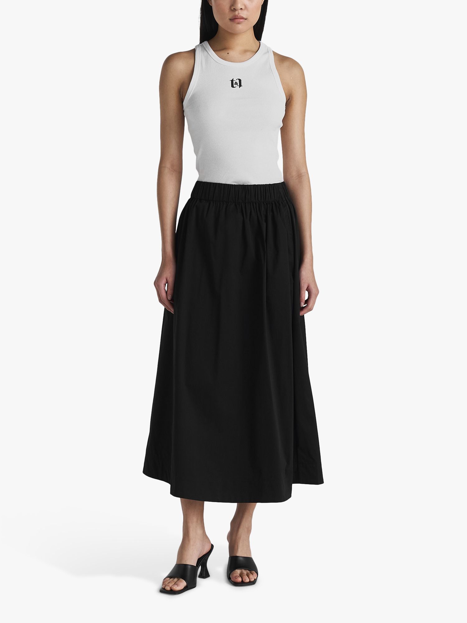 Buy Twist & Tango Freya Soft Cotton Blend Midi Skirt, Black Online at johnlewis.com