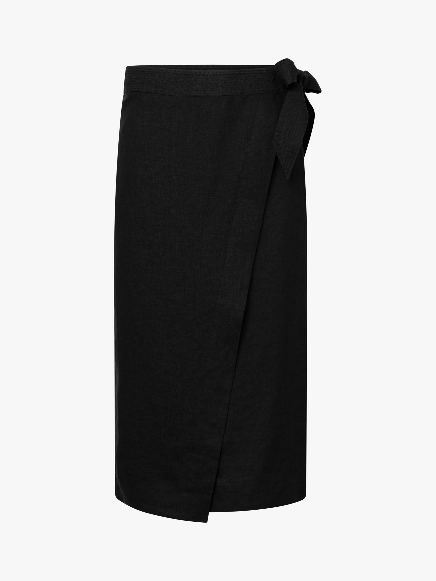Twist & Tango Vivenne Linen Wrap Midi Skirt, Black, 8