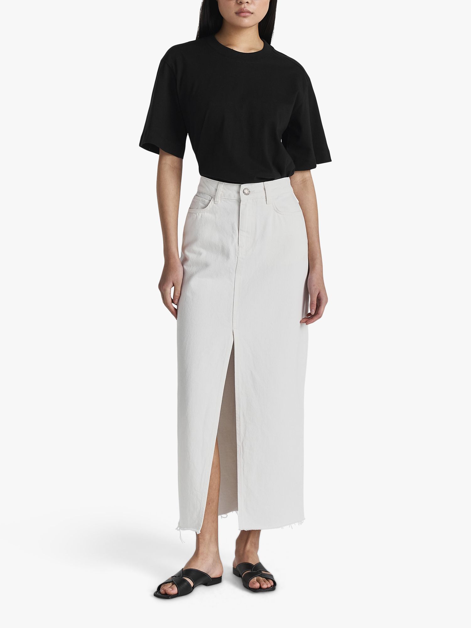 Twist & Tango Gemma Denim Maxi Skirt, Off White, 8