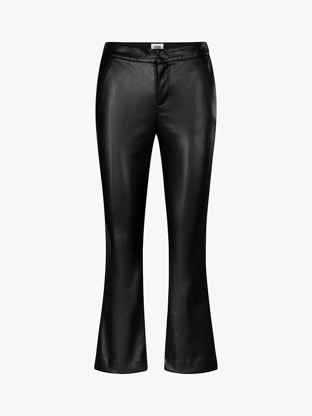 Twist & Tango Cornelia Faux Leather Cropped Kick Flare Trousers, Black
