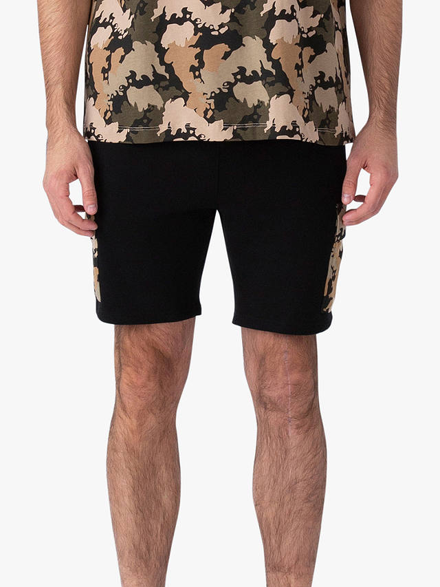 LUKE 1977 Active Camo Detail Sweat Shorts, Black/Multi