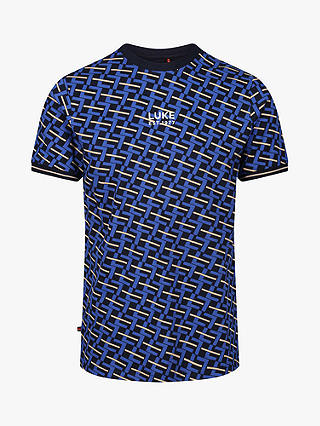 LUKE 1977 Kingston Geometric Print T-Shirt, Dark Cobalt/Multi