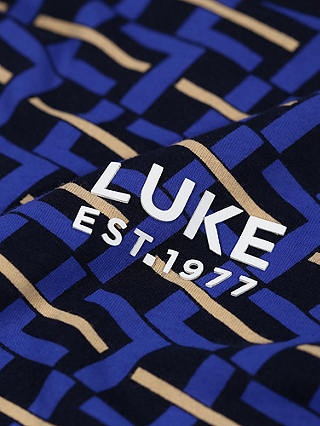 LUKE 1977 Kingston Geometric Print T-Shirt, Dark Cobalt/Multi