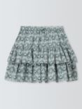 John Lewis Kids' Geometric Floral Tiered Mini Skirt, Blue