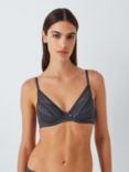 John Lewis Felicity Padded Plunge Bra, Graphite Grey