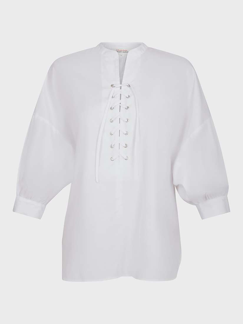 Buy Gerard Darel Alania Lace-Up Neck Cotton Top, White Online at johnlewis.com