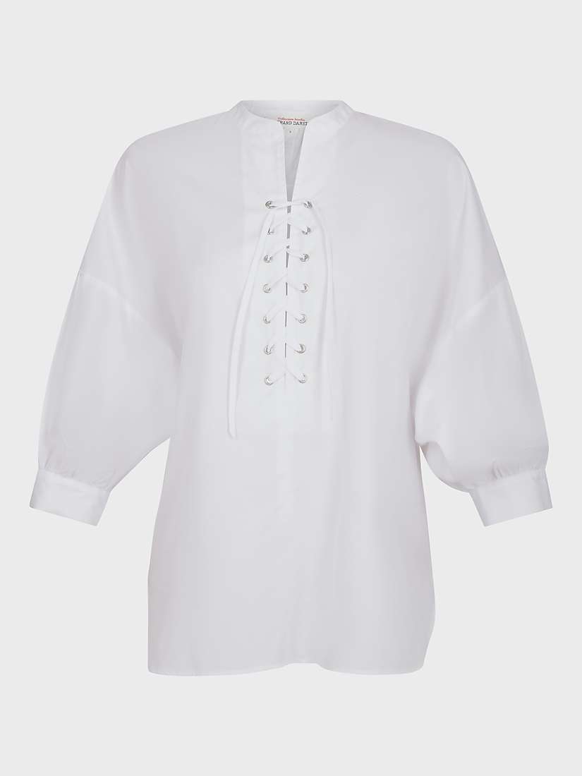 Buy Gerard Darel Alania Lace-Up Neck Cotton Top, White Online at johnlewis.com