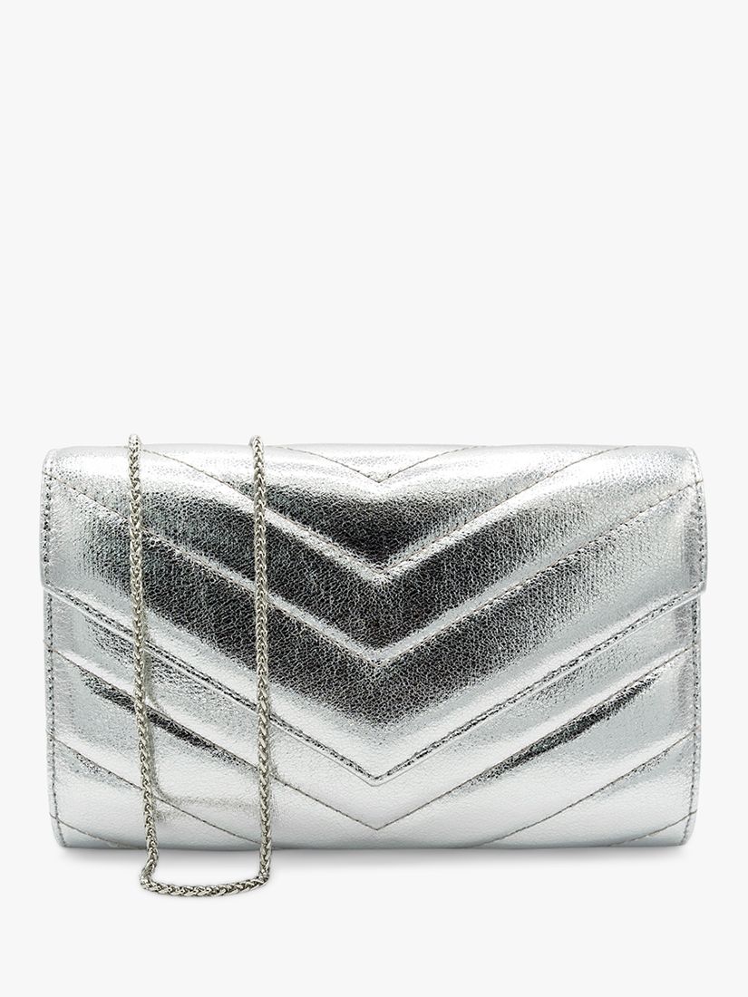 Paradox London Dextra Quilted Metallic Clutch Bag, Silver at John Lewis ...