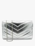 Paradox London Dextra Quilted Metallic Clutch Bag, Silver