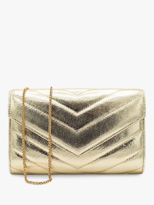 Paradox London Dextra Quilted Metallic Clutch Bag, Champagne