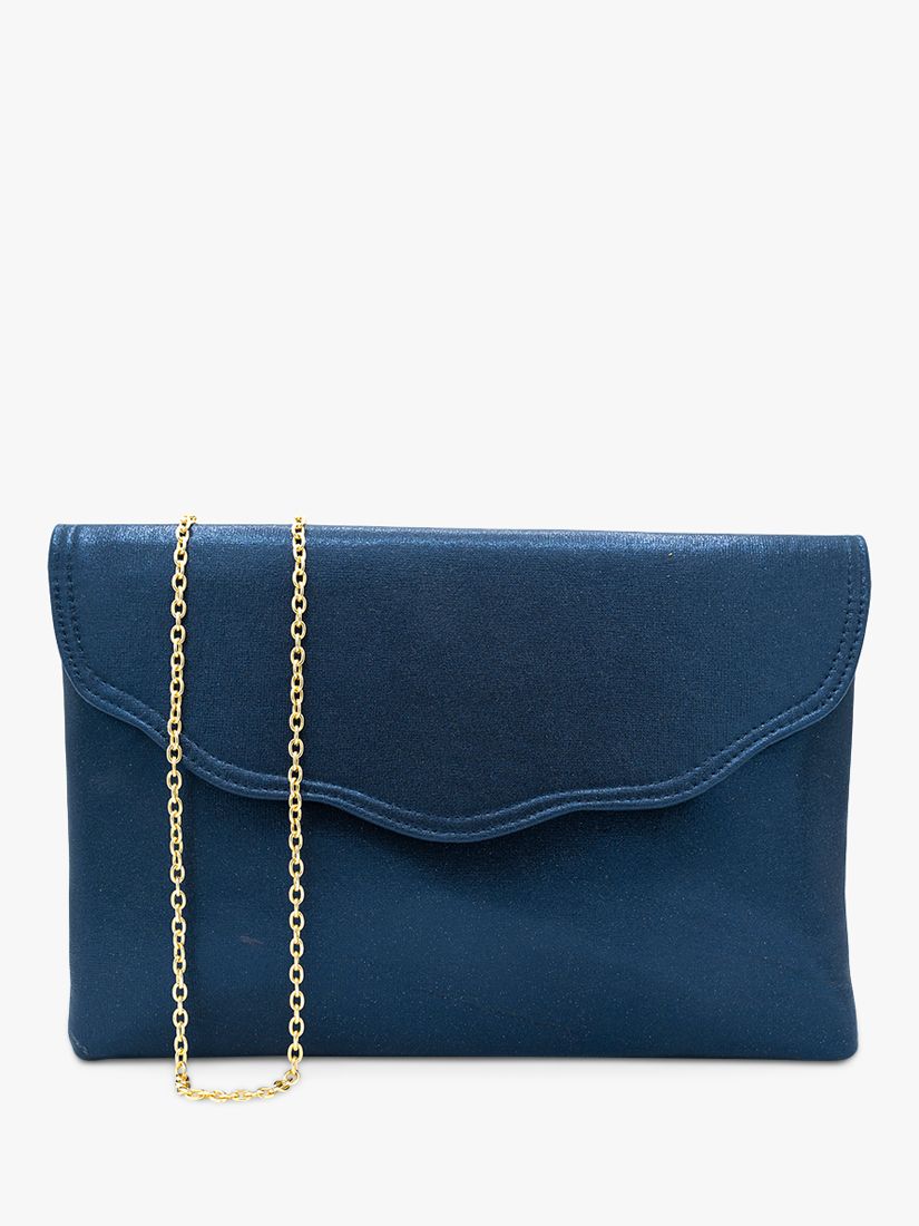 Paradox London Doris Shimmer Envelope Clutch Bag, Navy