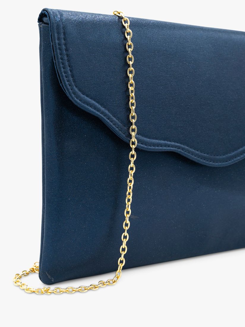 Paradox London Doris Shimmer Envelope Clutch Bag, Navy