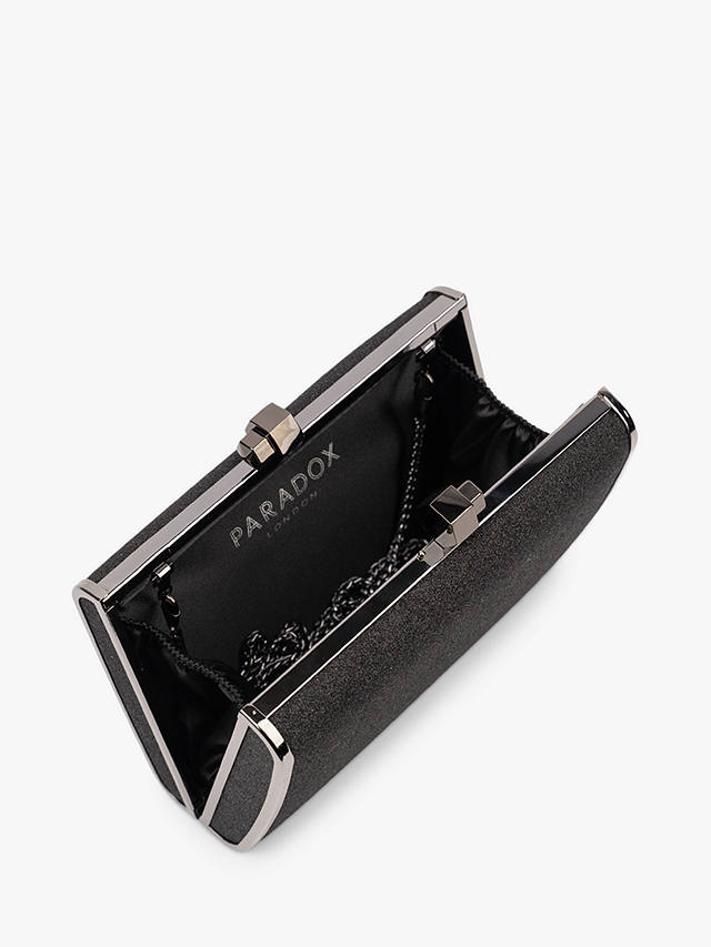 Paradox London Devica Glitter Box Clutch Bag, Black
