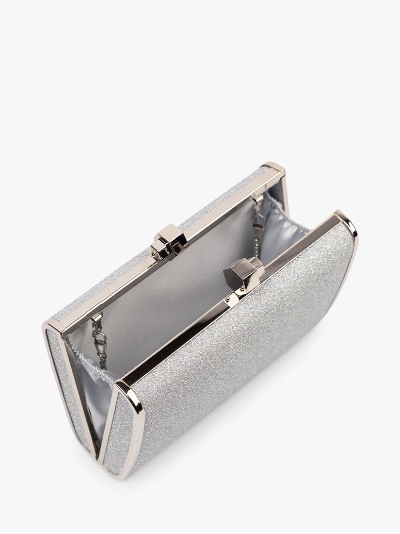 Paradox London Devica Glitter Box Clutch Bag, Silver, One Size