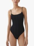 Mango Ocean Textured Swimsuit, Black