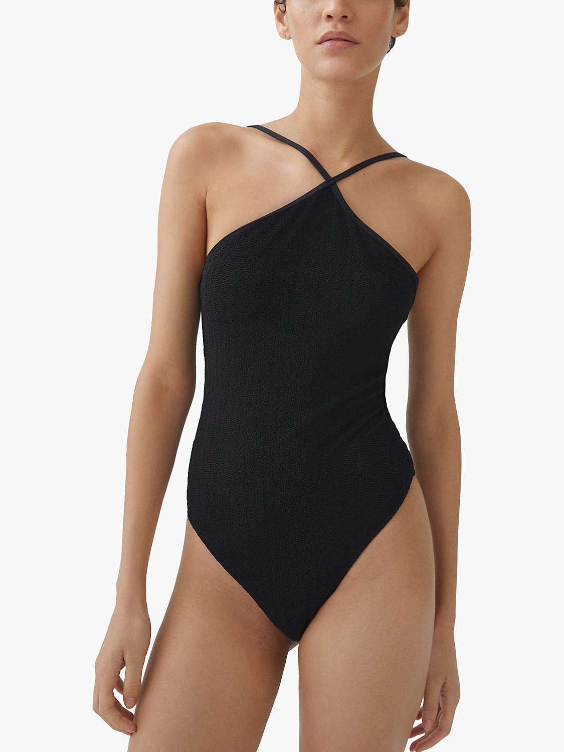 Buy Mango Saura Halter Neck Swimsuit, Black Online at johnlewis.com