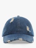 Mango Oslo Ripped Denim Cap, Open Blue