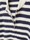 Mango Cadaques Zipped Knit Cardigan, Navy/White