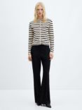 Mango Porto Striped Cardigan, Cream/Black