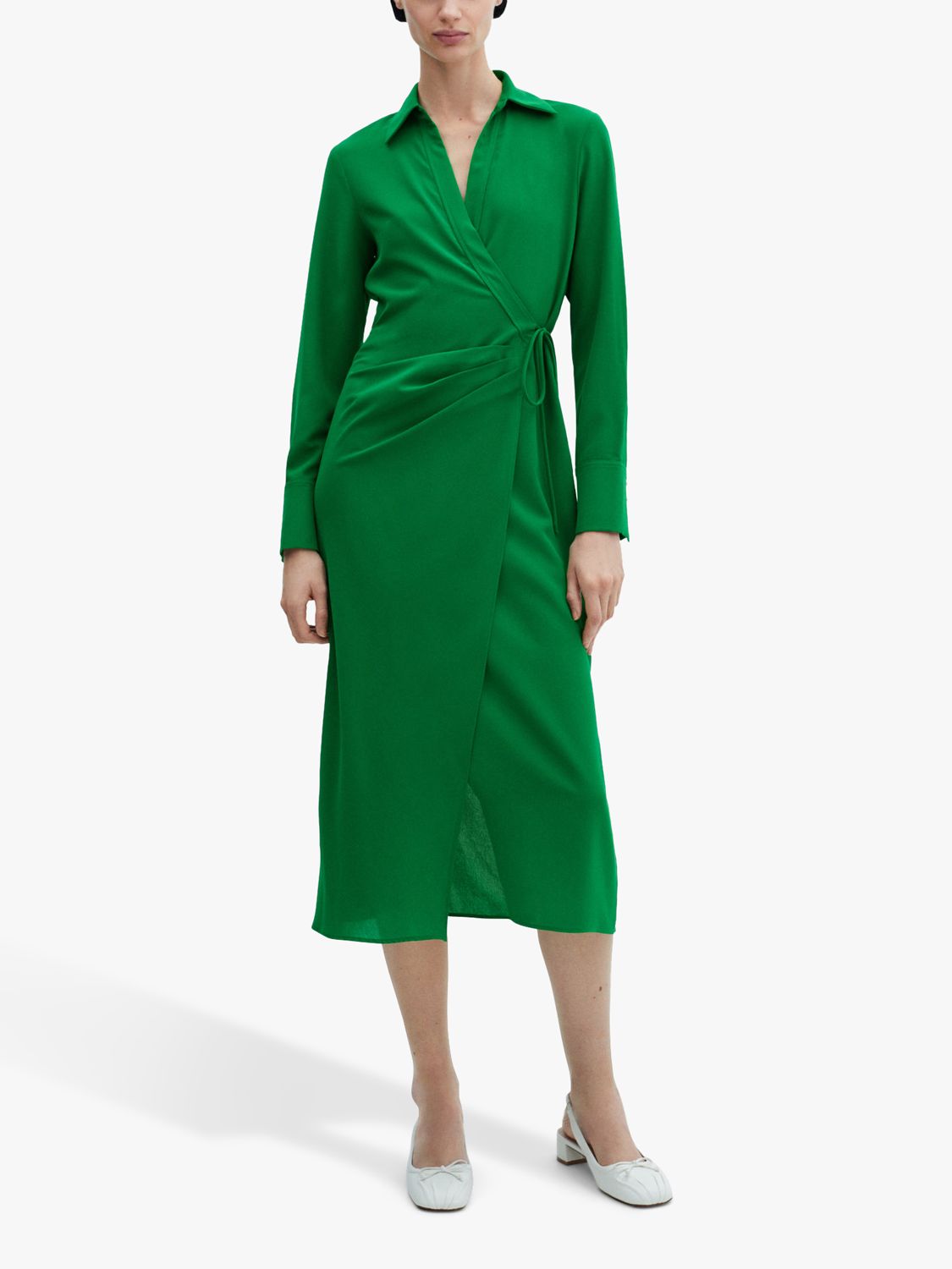 Buy Mango Bilma Wrap Midi Shirt Dress, Green Online at johnlewis.com
