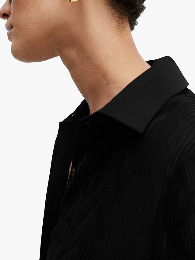 Mango Pili Textured Button Shirt, Black