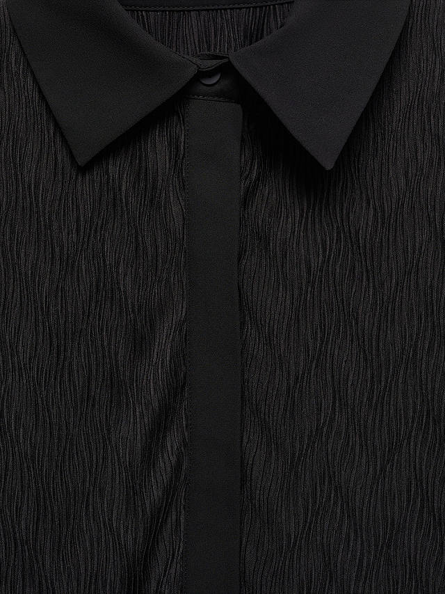 Mango Pili Textured Button Shirt, Black