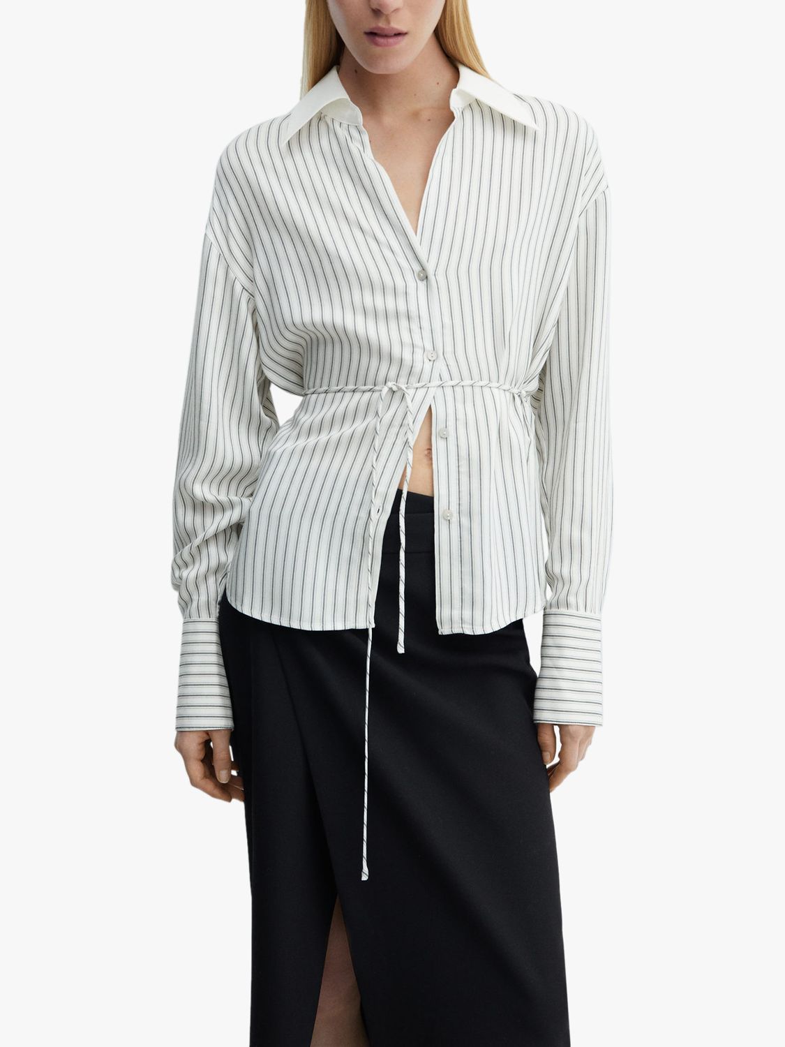 Buy Mango Rayu Stripe Long Sleeve Shirt, Light Beige Online at johnlewis.com