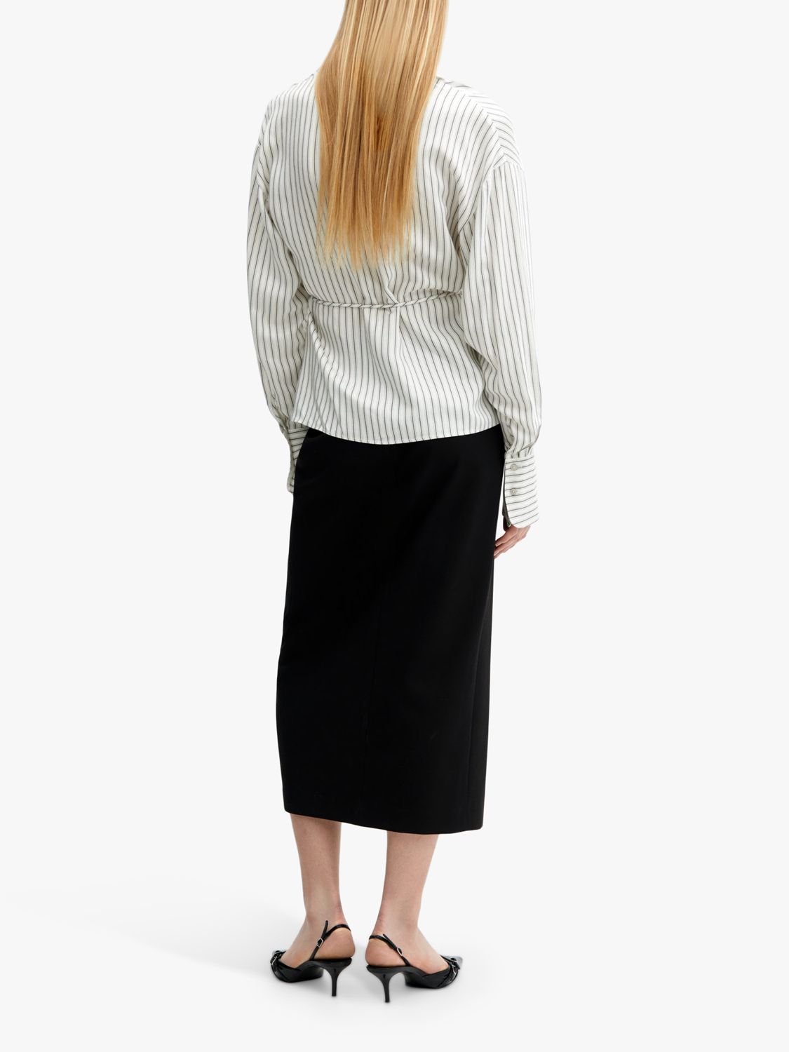 Buy Mango Rayu Stripe Long Sleeve Shirt, Light Beige Online at johnlewis.com