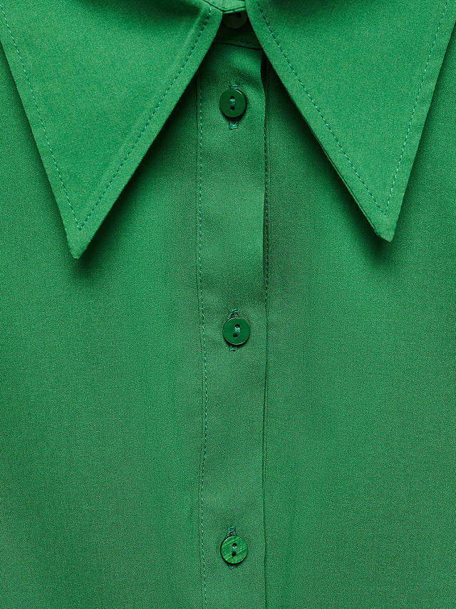 Mango Frunci Velvet Shirt, Green