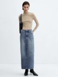 Mango Abele Denim Maxi Skirt, Open Blue