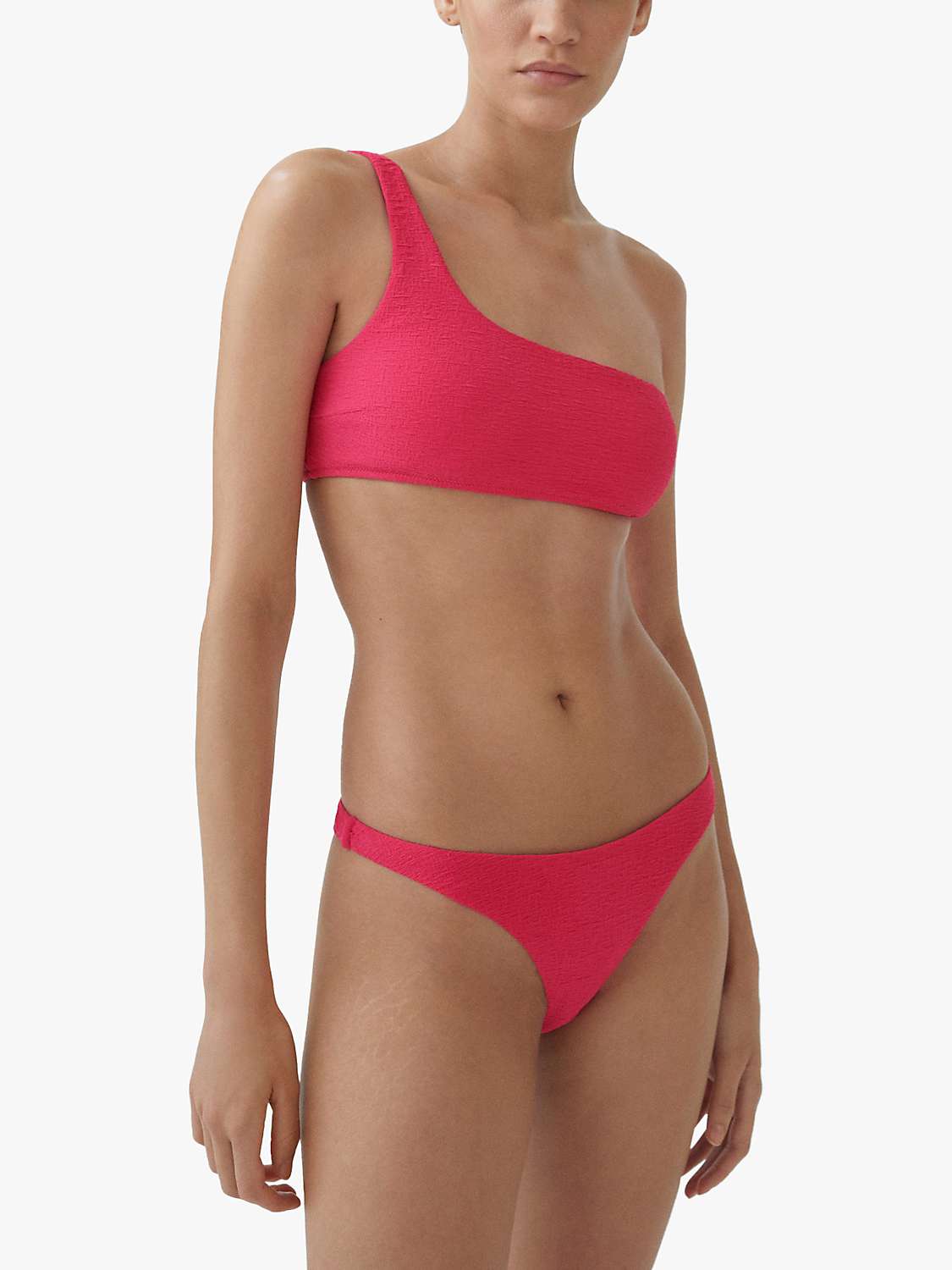 Buy Mango Bini Textured Asymmetric Bikini Top, Bright Pink Online at johnlewis.com