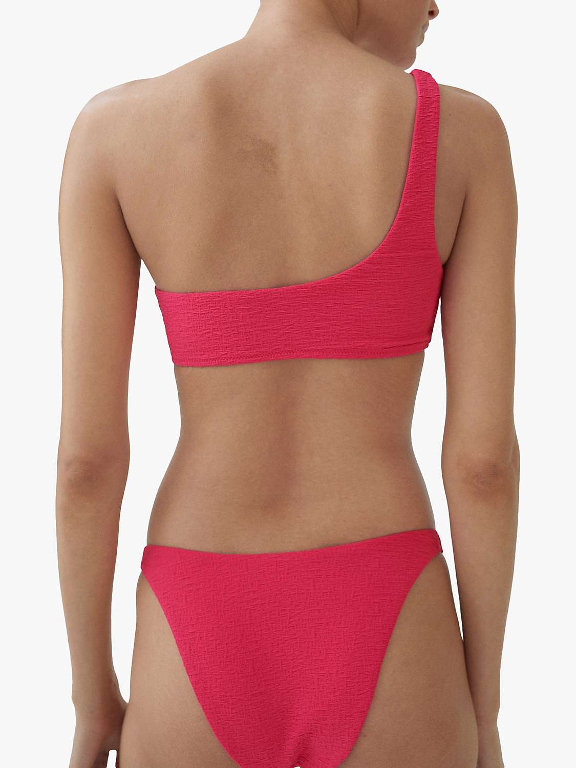 Buy Mango Bini Textured Asymmetric Bikini Top, Bright Pink Online at johnlewis.com