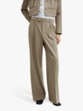 Mango Dakota Pleat Front Wide Leg Trousers, Taupe