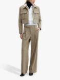 Mango Dakota Pleat Front Wide Leg Trousers, Taupe