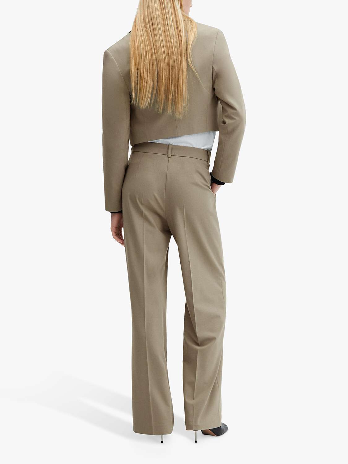 Buy Mango Dakota Pleat Front Wide Leg Trousers, Taupe Online at johnlewis.com