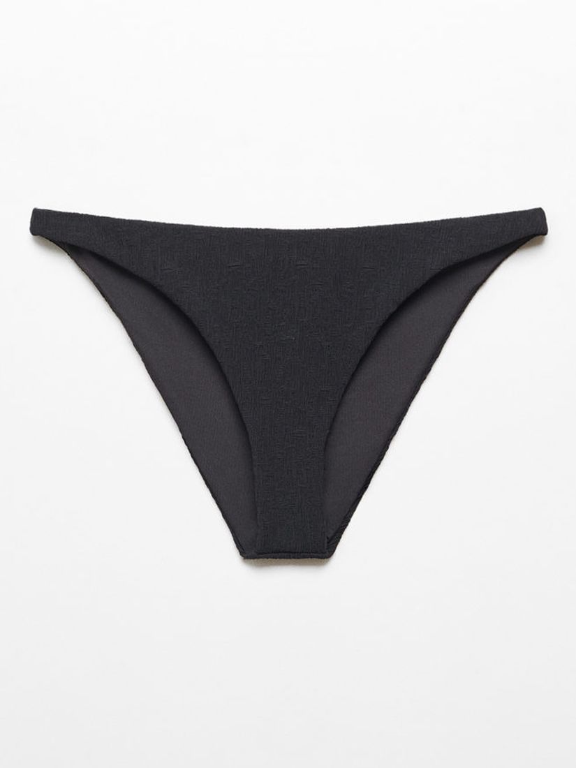 Mango Pami Textured Bikini Bottoms, Black, L