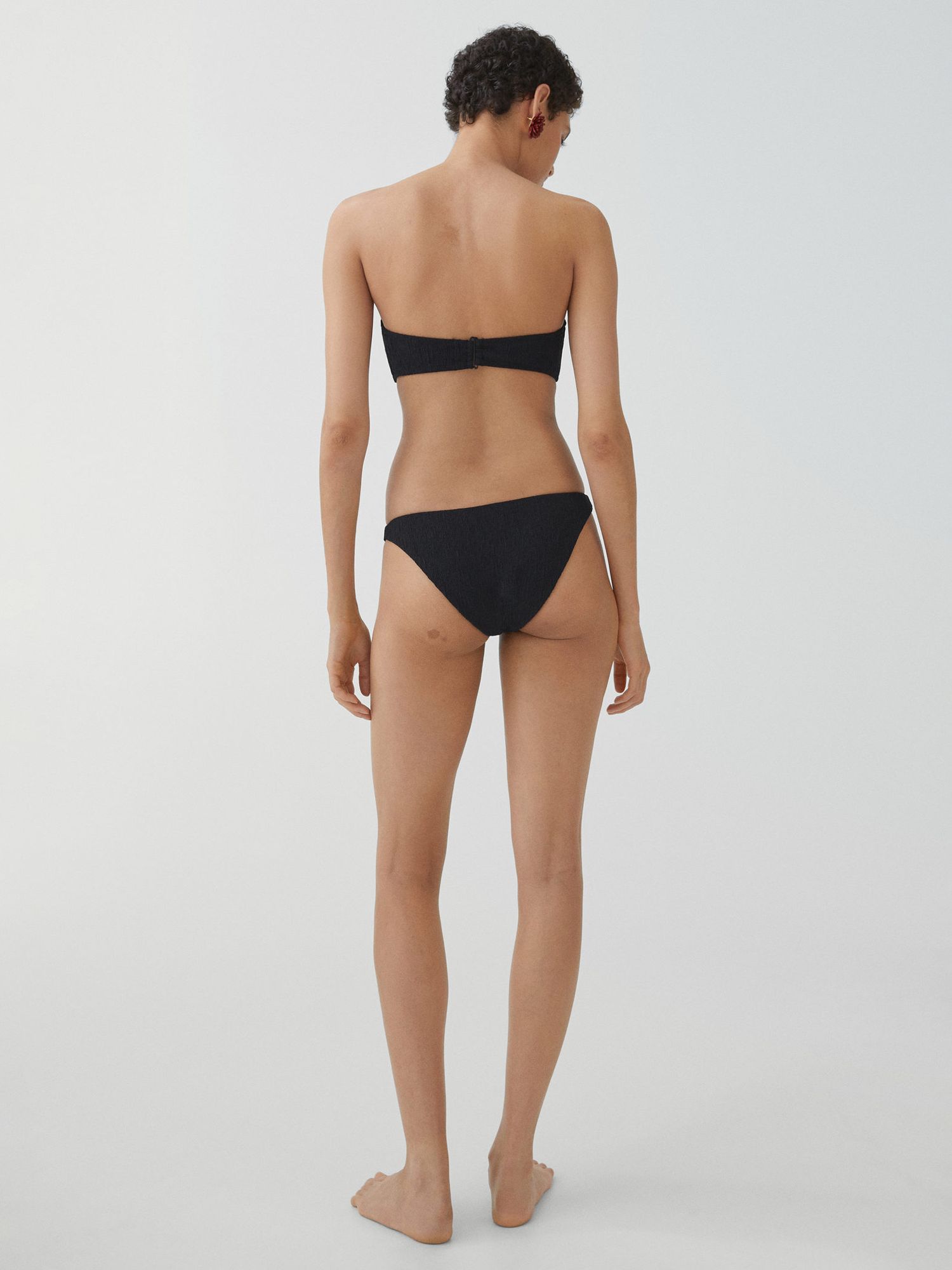 Mango Pami Textured Bikini Bottoms, Black, L